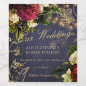 Étiquette Pour Bouteilles De Vin Notre Mariage élégant marine bordeaux typographie  (Étiquettes simples)