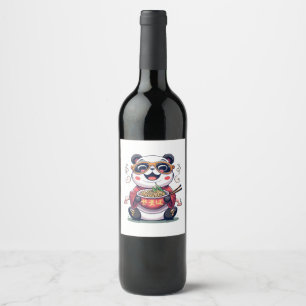 Étiquette Pour Bouteilles De Vin Nouilles de Panda
