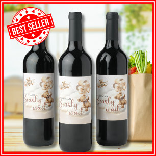 Étiquette Pour Bouteilles De Vin Nous pouvons à peine attendre Cub Brown Baby Showe