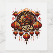 Étiquette Pour Bouteilles De Vin nouvelle année chinoise 2024 (Étiquettes simples)