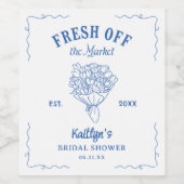 Étiquette Pour Bouteilles De Vin Nouvelle sur le marché douche de mariage bleu (Étiquettes simples)