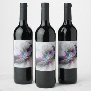 Étiquette Pour Bouteilles De Vin Nouvelle vie, Colorful Abstrait Fractal Art Imagin