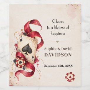 Étiquette Pour Bouteilles De Vin Nuit de casino à l'aquarelle élégante Mariage bord