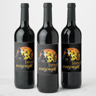 Étiquette Pour Bouteilles De Vin Nuit d'Halloween effrayant