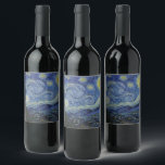 Étiquette Pour Bouteilles De Vin "Nuit étoilée" par Van Gogh<br><div class="desc">Ce design présente une reproduction en très haute résolution du célèbre tableau "Starry Night" de Van Gogh.</div>