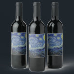 Étiquette Pour Bouteilles De Vin "Nuit étoilée" par Van Gogh<br><div class="desc">Ce design présente une reproduction en très haute résolution du célèbre tableau "Starry Night" de Van Gogh.</div>