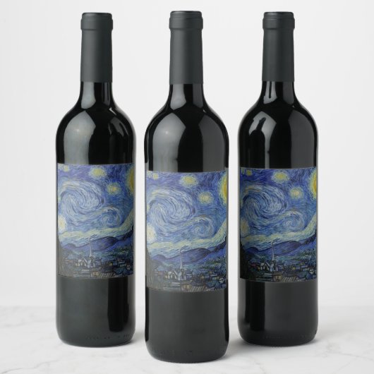 Étiquette Pour Bouteilles De Vin "Nuit étoilée" par Van Gogh (Bouteilles)