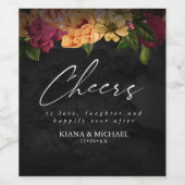 Étiquette Pour Bouteilles De Vin Nuits Sultry Floral Mariage Cheers ID829 (Étiquettes simples)