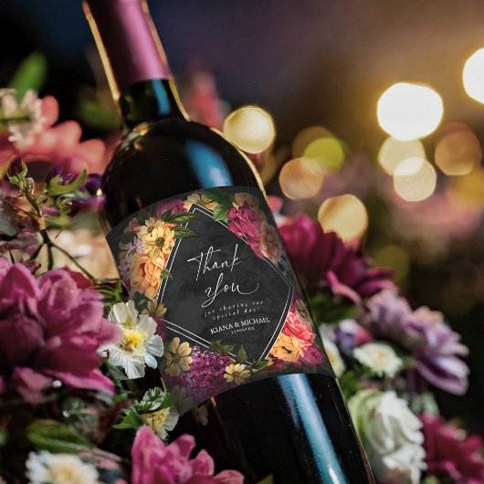 Étiquette Pour Bouteilles De Vin Nuits Sultry Floral Mariage ID829