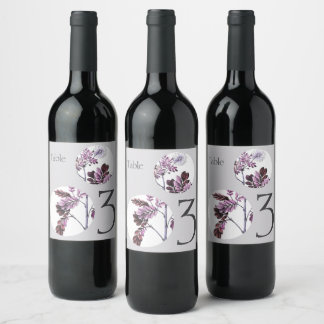 Étiquette Pour Bouteilles De Vin Numéro de table élégant Mariage floral vintage