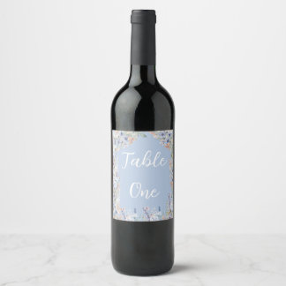 Étiquette Pour Bouteilles De Vin Numéro de table personnalisé du Mariage Fleur sauv