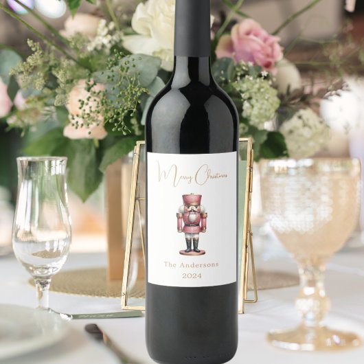 Étiquette Pour Bouteilles De Vin Nutcracker rose blanc