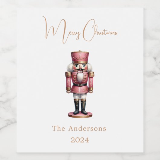 Étiquette Pour Bouteilles De Vin Nutcracker rose blanc (Étiquettes simples)