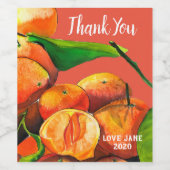 Étiquette Pour Bouteilles De Vin Oaquarelle mandarine (Étiquettes simples)