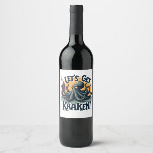 Étiquette Pour Bouteilles De Vin Obtenons Kraken Funny Rum Boire du poulpe