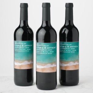 Étiquette Pour Bouteilles De Vin Ocean Wave, Mariage plage