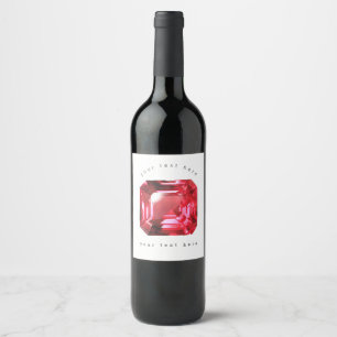 Étiquette Pour Bouteilles De Vin Octagon en forme de Ruby Gemstone Juillet Birthsto