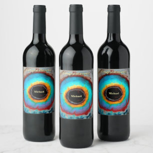 Étiquette Pour Bouteilles De Vin Oeil cosmique éthéré Monogramme Abstrait Vibrant A