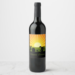 Étiquette Pour Bouteilles De Vin Oeuf de peinture de lapin de Pâques mignon