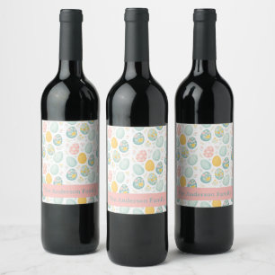 Étiquette Pour Bouteilles De Vin Œufs de Pâques au pastel motif floral - Joli print