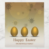 Étiquette Pour Bouteilles De Vin Oeufs de Pâques dorés modernes Fleurs Abstraites (Étiquettes simples)