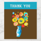 Étiquette Pour Bouteilles De Vin OEuvre d'aquarelle de fleurs funky (Étiquettes simples)