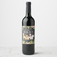 Oh Baby Jungle Baby shower Étiquette de vin