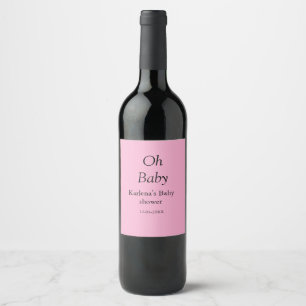 Étiquette Pour Bouteilles De Vin Oh bébé ajouter nom baby shower date simple minimu