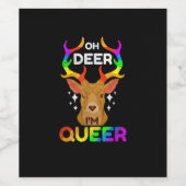 Étiquette Pour Bouteilles De Vin Oh Deer Queer Funny LGBTQ Pride Awareness (Étiquettes simples)