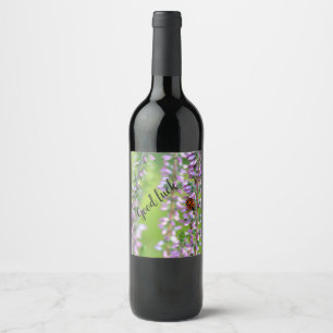 Étiquette Pour Bouteilles De Vin Oiseau de laine en fleur -