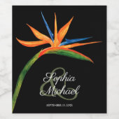 Étiquette Pour Bouteilles De Vin Oiseau tropical du paradis sur le noir (Étiquettes simples)