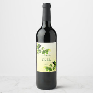 Étiquette Pour Bouteilles De Vin Oiseaux noirs sur l'étiquette jaune de vin blanc