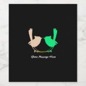 Étiquette Pour Bouteilles De Vin Oiseaux verts roses mignons sur branche d'arbre No (Étiquettes simples)