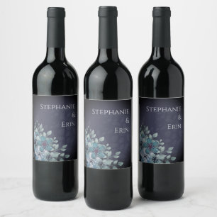 Étiquette Pour Bouteilles De Vin Onyx Black Velvet Monogramme de hachage de table