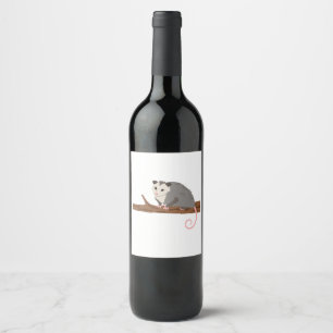 Étiquette Pour Bouteilles De Vin Opossum sur la branche