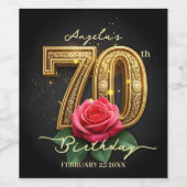 Étiquette Pour Bouteilles De Vin Opulent glamour Rose rouge or 70e anniversaire (Étiquettes simples)