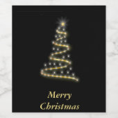 Étiquette Pour Bouteilles De Vin Or brillant sapin de Noël noir (Étiquettes simples)