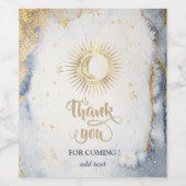 Étiquette Pour Bouteilles De Vin Or céleste Soleil, Lune, Etoiles Aquarelle (Étiquettes simples)