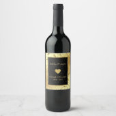 Étiquette Pour Bouteilles De Vin Or Floral Damas Et Coeur (Devant)