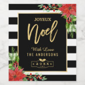 Étiquette Pour Bouteilles De Vin Or Joyeux Noel Joyeux Noël Poinsettia Floral (Étiquettes simples)