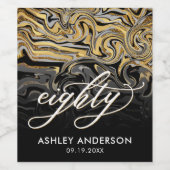 Étiquette Pour Bouteilles De Vin Or moderne et noir 80e anniversaire (Étiquettes simples)