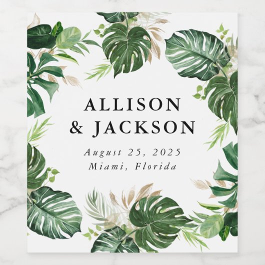 Étiquette Pour Bouteilles De Vin Or tropical | Personnalisé (Étiquettes simples)