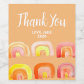 Étiquette Pour Bouteilles De Vin Orange arc-en-ciel art rétro mignon (Étiquettes simples)