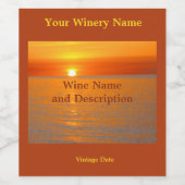 Étiquette Pour Bouteilles De Vin Orange Brighton Beach Sunrise (Étiquettes simples)