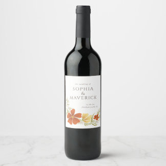 Étiquette Pour Bouteilles De Vin Orange & Marigold Bold Étiquette à vin Floral