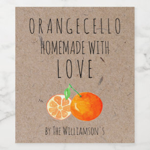 Étiquette Pour Bouteilles De Vin Orangecello fait maison avec amour Papier Kraft