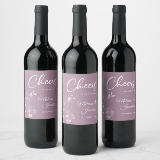 Étiquette Pour Bouteilles De Vin Orchidée délicate félicite pour mariage violet per (Bouteilles)