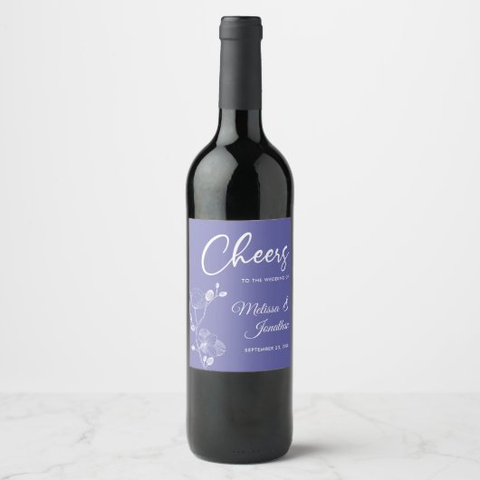 Étiquette Pour Bouteilles De Vin Orchidée délicate félicite pour mariage violet per (Devant)