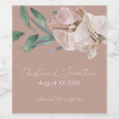 Étiquette Pour Bouteilles De Vin Orchidées aquarelles romantiques sur rose poudré (Étiquettes simples)