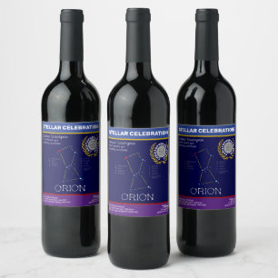 Étiquette Pour Bouteilles De Vin Orion de constellation de l'hémisphère nord